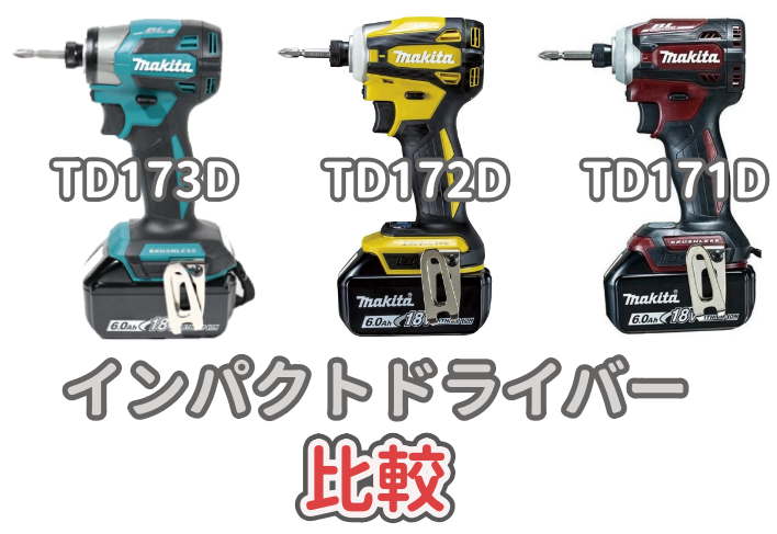 マキタの18VインパクトドライバーTD173D・TD172D・TD171Dについて世代比較を解説した記事のアイキャッチ画像